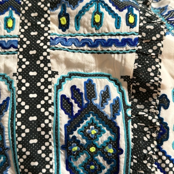 ROCOCO SAND 100% Silk Mini Dress Tassels Open Back size M Ruffles Vacation Party - Picture 10 of 13